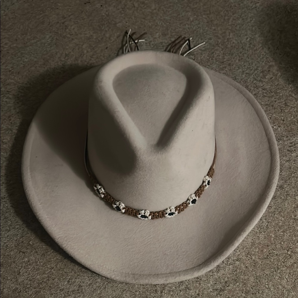 Elegant Cream Cowboy Hat with Beaded Band